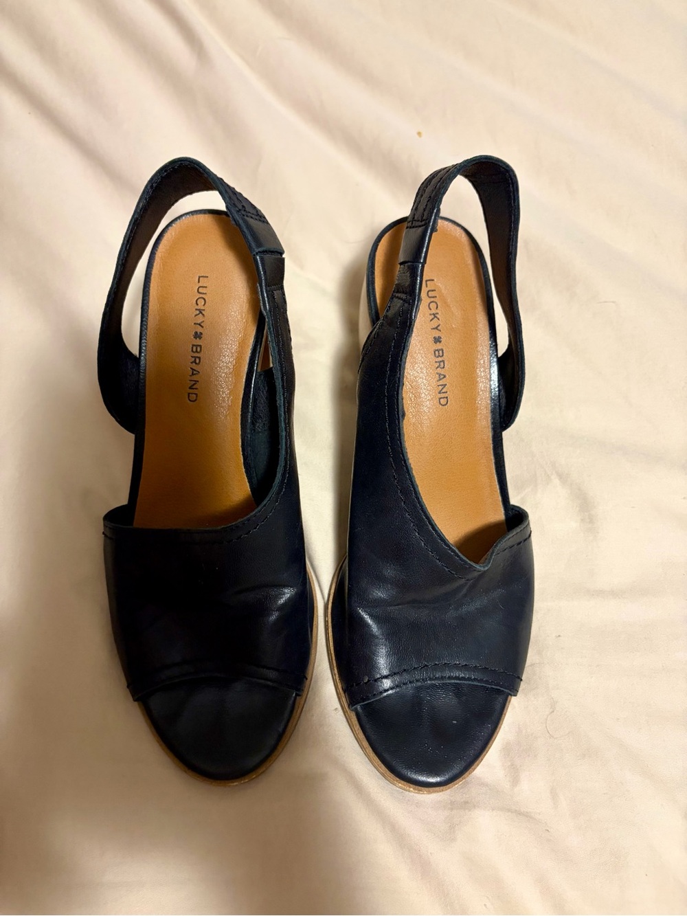 Lucky Brand Black Leather Slingback Mules